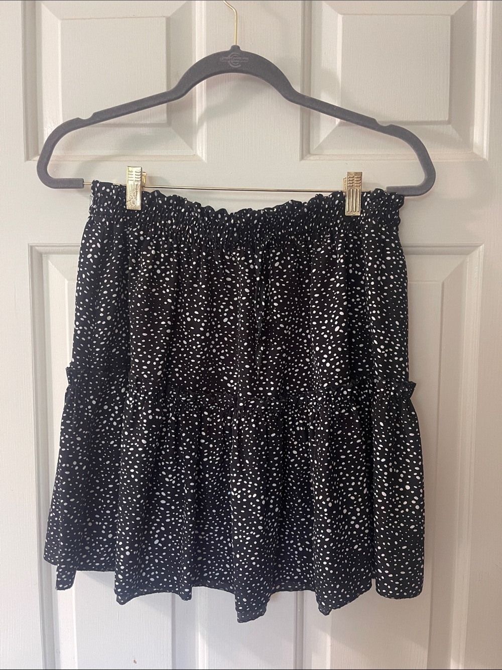 Black and White Dot Tiered Skirt
